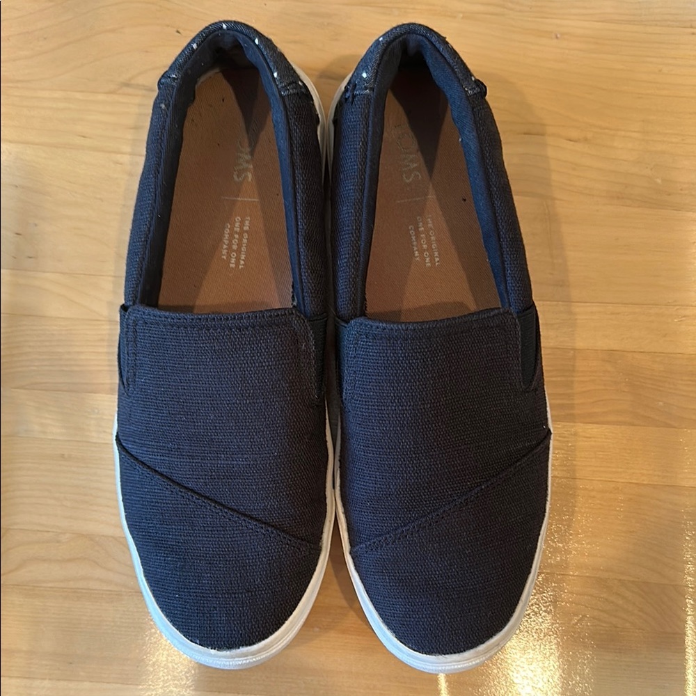 TOMS Black Slip-On Canvas Shoes